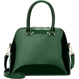 xingchen shiny patent leather handbags and purses for women shell shoulder bag top handle totes evening party satchel green