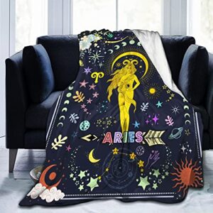anime aries throw blanket constellation blankets soft horoscope astrology flannel throw blankets zodiac sign 60″x50″