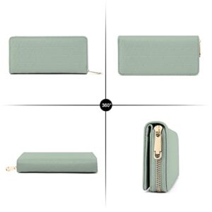 TAN.TOMI Wallets for Women,Vegan Leather Card Holder Bifold Womens Wallet,Large Capacity Wallet Women Zipper Coins Pocket with ID Window Light mint