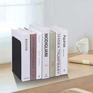 Book Ends, Bookends for Shelves, Home, Office, Heavy Duty Metal Book Stopper for Books, Metal Bookend Supports, Modern Minimalist Style Decorative Bookend, Black(4Pair/8Pcs)