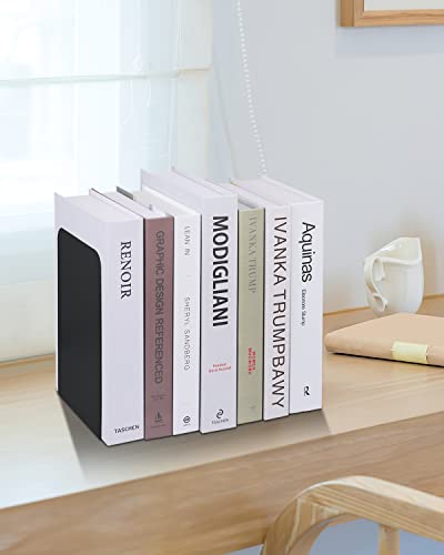 Book Ends, Bookends for Shelves, Home, Office, Heavy Duty Metal Book Stopper for Books, Metal Bookend Supports, Modern Minimalist Style Decorative Bookend, Black(4Pair/8Pcs)