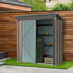 UDPATIO Outdoor Storage Shed 5x3 FT, Metal Garden Shed for Bike, Garbage Can, Tool, Lawnmower, Outside Sheds & Outdoor Storage Galvanized Steel with Lockable Door for Backyard, Patio, Lawn