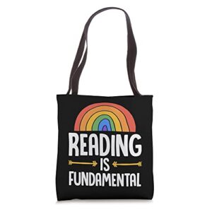 reading is fundamental rainbow funny fun book read literary tote bag