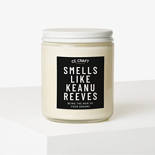 C&E Craft - Smells Like Keanu Reeves Candle - Mahogany Teakwood Scented Soy Wax Candle - Pop Culture - Gift for Her (8 Ounces)