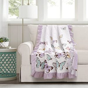 lush decor flutter butterfly throw blanket, 60″ x 50″, lilac