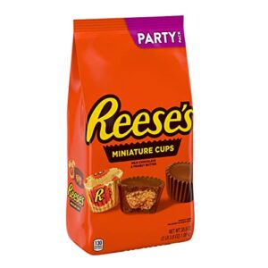 reese’s miniatures milk chocolate and peanut butter bite size, gluten free, individually wrapped cups candy bulk party pack, 35.6 oz