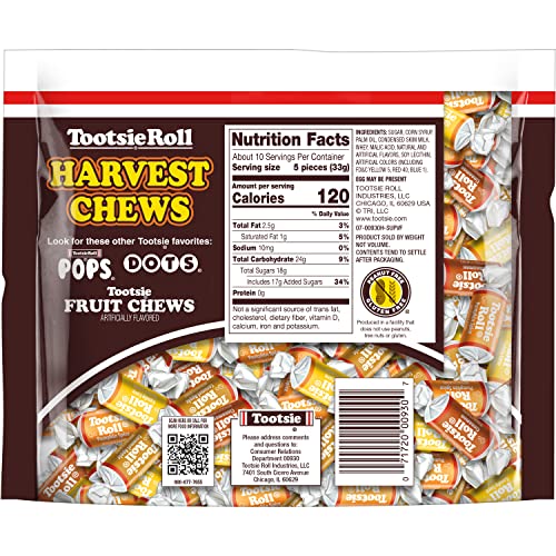 Tootsie Harvest Chews, Individually Wrapped, Gluten Free, Peanut Free, 11.5 Oz, 1-Pack