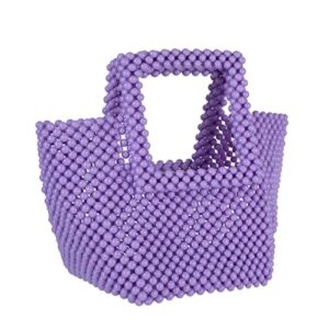 YUSHINY Women Macaron Colored Acrylic Beaded Tote Handmade Bags for Wedding Evening Party (Purple)