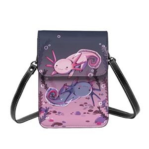 zxlq salamander axolotl mini ladies cell phone purse, horoscope leather handbags, women girls wallet shoulder totes bag, white