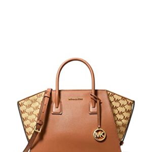 Michael Kors Avril Large Embroidered Leather Top Zip Tote Bag Purse Handbag (CUOIO)
