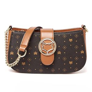 shoulder handbags for women, faux leather crossbody hobo handbags vegan leather womens signature monogram satchel handbag brown2