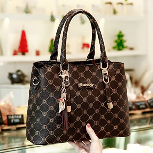 Shoulder Bags for Women New Summer Beach Bag Female Korean Plaid Messenger Bag Women Luxury Casual Designer Handbag Fashion Tote (Gold)