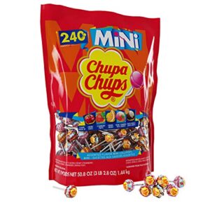 chupa chups candy, lollipops mini, bulk candy suckers for kids, halloween, cremosa ice cream, 7 assorted flavors, variety pack for gifting, parties, office, 240ct