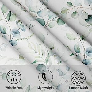 Spring Leaf Floral Sage Green Tablecloth Round 60 Inch Ruitic Watercolor Table Cloth Waterproof Fabric Farmhouse Green Grey Leaves Tablecloths Decorative for Holiday Home Party