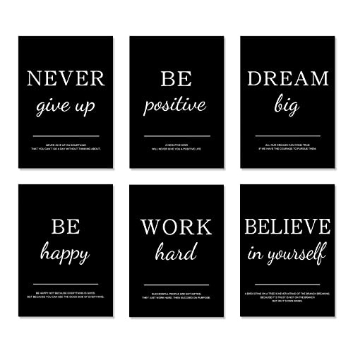 ASTRDECOR Motivational Wall Art-Office Wall Decor-Inspirational Wall Art Picture-Positive Quotes Poster Prints Wall Decor For Bedroom (8x10, Set Of 6, No Frame)