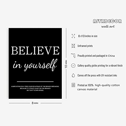 ASTRDECOR Motivational Wall Art-Office Wall Decor-Inspirational Wall Art Picture-Positive Quotes Poster Prints Wall Decor For Bedroom (8x10, Set Of 6, No Frame)