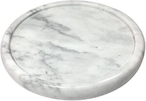 natural marble tray, circular marble stone decorative tray for counter，jewelry, vanity,white round small tray, 5-1/2″ diameter, (white)