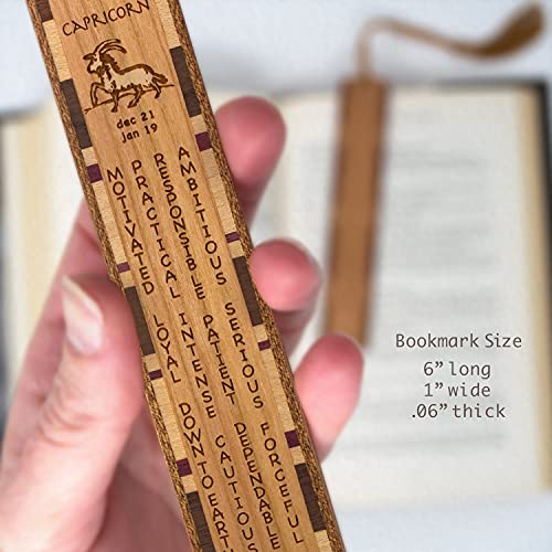 Capricorn Zodiac Astrological Sign Engraved Wood Bookmark - Made in The USA - Also Available Personalized