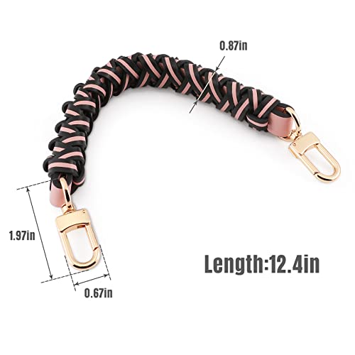 MA SRTAP Genuine Leather Braided Handle Pink Short Replacement Leather Braided Strap Compatible with LV Neonoe, LV Pochete Pouch Bag Purse for Metis Noe BB NM Beaubourg Hobo