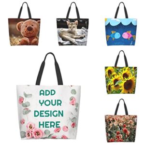 custom tote bag, personalized design your own shopping bag generic beach bag monogram tote bags for women work student gift