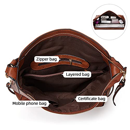 Hobo Bags for Women Cross Body Bag Purses for Women Shoulder Bag for Women Womens Purses and Handbags for Women Women's Shoulder Handbags Purse Leather Crossbody Bags Ladies Handbags (Brown)