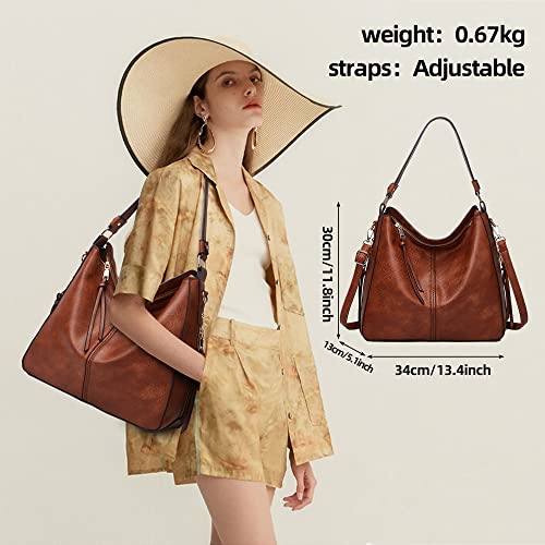 Hobo Bags for Women Cross Body Bag Purses for Women Shoulder Bag for Women Womens Purses and Handbags for Women Women's Shoulder Handbags Purse Leather Crossbody Bags Ladies Handbags (Brown)