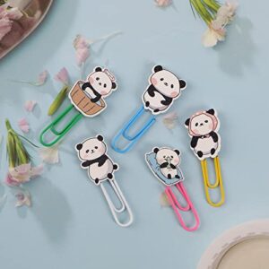 Micro Traders 40PCS Cute Panda Paperclips Bookmarks Metal Planner Clips Wooden Bookmarkers Office Supplies Gifts for Panda Lovers Readers Coworkers