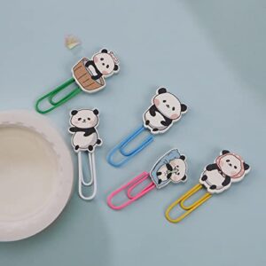 Micro Traders 40PCS Cute Panda Paperclips Bookmarks Metal Planner Clips Wooden Bookmarkers Office Supplies Gifts for Panda Lovers Readers Coworkers