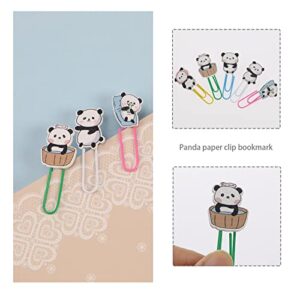 Micro Traders 40PCS Cute Panda Paperclips Bookmarks Metal Planner Clips Wooden Bookmarkers Office Supplies Gifts for Panda Lovers Readers Coworkers