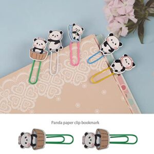 Micro Traders 40PCS Cute Panda Paperclips Bookmarks Metal Planner Clips Wooden Bookmarkers Office Supplies Gifts for Panda Lovers Readers Coworkers