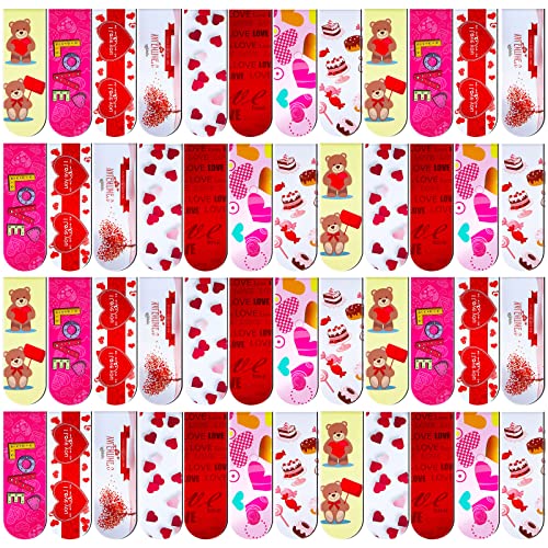 48 Pieces Valentine's Day Magnetic Bookmark Cute Magnetic Page Bookmark Assorted Magnet Page Markers for Valentine's Day Classroom Reward