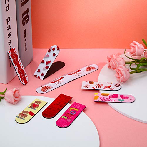 48 Pieces Valentine's Day Magnetic Bookmark Cute Magnetic Page Bookmark Assorted Magnet Page Markers for Valentine's Day Classroom Reward