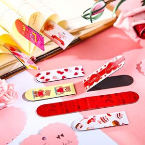 48 Pieces Valentine's Day Magnetic Bookmark Cute Magnetic Page Bookmark Assorted Magnet Page Markers for Valentine's Day Classroom Reward