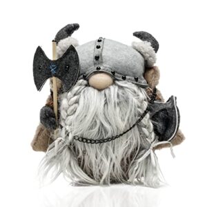 madanar viking gnome dwarf plush holding axe and shield medieval swedish decor for tiered tray shelf table decorations