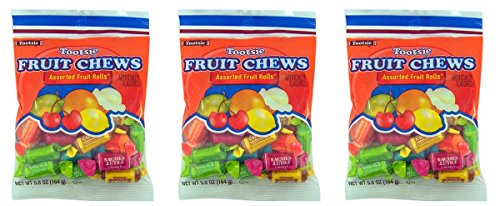 Tootsie Fruit Chews Assorted Fruit Rolls, 5.8 oz, Pack of 3