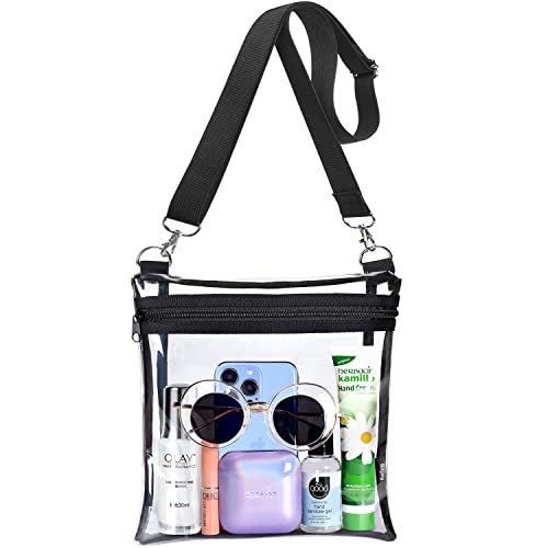 Bitjoy Clear Bag Stadium Approved Purse Transparent Bags for Women & Men - See Through TPU Messenger Handbag for Concert Sports Events & Amusement Park