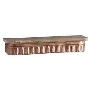 47th & main classic wood and iron wall shelf, 21″ l x 5″ w x 3.5″ h, copper