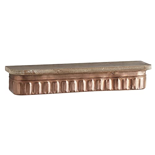 47th & Main Classic Wood and Iron Wall Shelf, 21" L x 5" W x 3.5" H, Copper