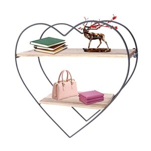 gdrasuya10 2-tire floating shelves wall mounted, metal heart floating shelves decor shelves romantic modern wall valentines day decor unique gifts for children room bedroom bathroom living room