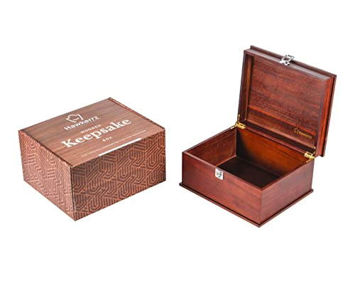 Hawkerrz Wooden box with hinged lid | Large Keepsake box | Premium decorative keepsake boxes with lids | Hand crafted ACACIA wood box with lid | Classic wooden storage box with lock and key | Decorative wooden storage box for Jewelry, toys and keepsakes