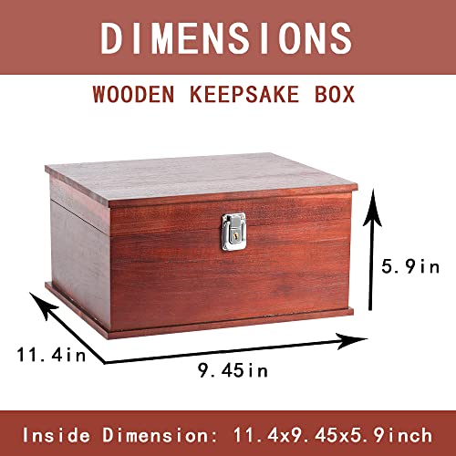 Hawkerrz Wooden box with hinged lid | Large Keepsake box | Premium decorative keepsake boxes with lids | Hand crafted ACACIA wood box with lid | Classic wooden storage box with lock and key | Decorative wooden storage box for Jewelry, toys and keepsakes