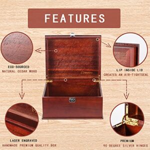 Hawkerrz Wooden box with hinged lid | Large Keepsake box | Premium decorative keepsake boxes with lids | Hand crafted ACACIA wood box with lid | Classic wooden storage box with lock and key | Decorative wooden storage box for Jewelry, toys and keepsakes