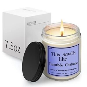 gadenm lavender scented candles, timothee chalamet merch, this smells like timothee chalamet candle, funny gifts for christmas, birthday
