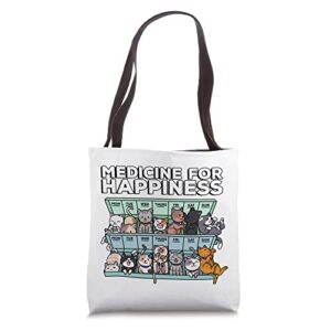 my medicine for happiness called cats every day kitten cat tote bag