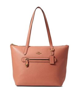 coach pebbled taylor tote light coral one size