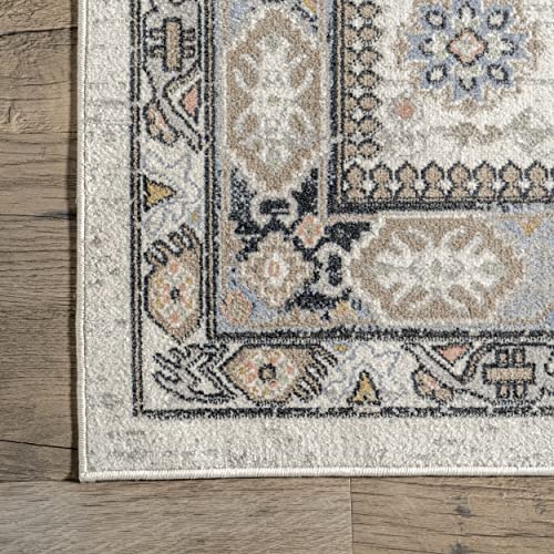 nuLOOM Lesia Persian Medallion Machine Washable Area Rug, 7' 10" x 10', Beige