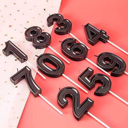 UVTQSSP 2.76 Inch Big Black Glitter Happy Birthday Candles for Cake Number 5 Cake Candles Topper Decoration for Party Wedding Anniversary Celebration Supplies