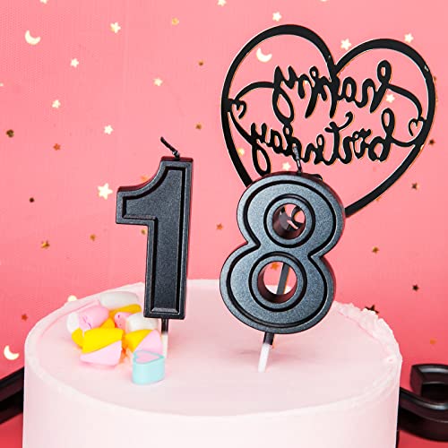 UVTQSSP 2.76 Inch Big Black Glitter Happy Birthday Candles for Cake Number 5 Cake Candles Topper Decoration for Party Wedding Anniversary Celebration Supplies