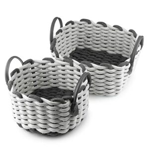 woven baskets for storage 2-pack set – decorative storage baskets for shelves – cotton rope shelf storage baskets for organizing – for closet storage