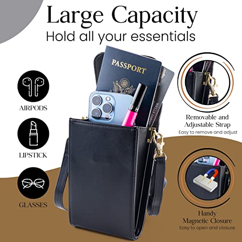 Classico Small Crossbody Phone Purse for Women - Crossbody Bag Wallet for Phone, Cards, Accessories (Medium, Black)